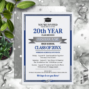 Classic Style School Colours Class Reunion Invitation