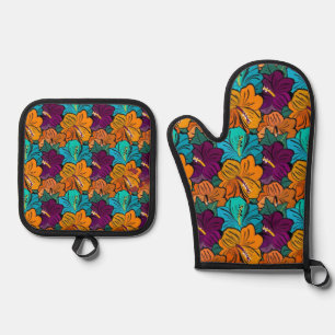 Classic Styles Flowers Oven Mitt & Pot Holder Set