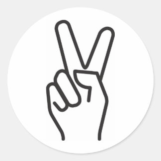 classic stylised victory sign classic round sticker