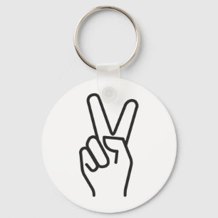 classic stylised victory sign key ring