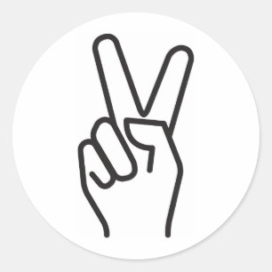 classic stylised victory sign round sticker