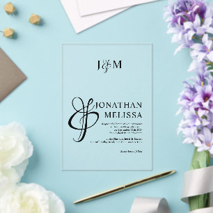 Classic Stylish Ampersand Script Monogram Wedding  Acrylic Invitations