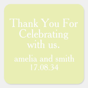 CLASSIC STYLISH ELEGANT CUSTOMIZED NAME WEDDING SQUARE STICKER