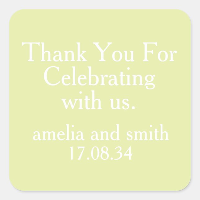 CLASSIC STYLISH ELEGANT CUSTOMIZED NAME WEDDING SQUARE STICKER (Front)