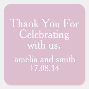 CLASSIC STYLISH ELEGANT CUSTOMIZED NAME WEDDING SQUARE STICKER
