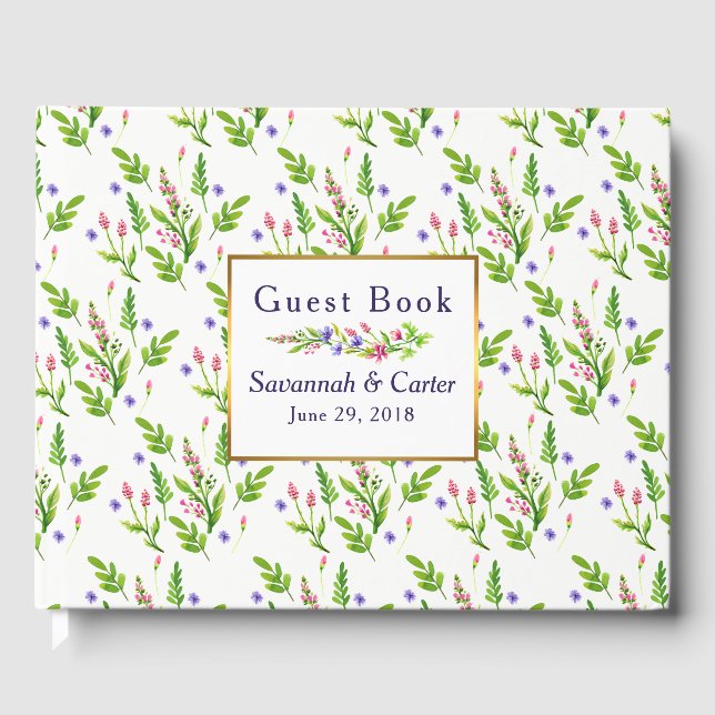 Classic Summer Flowers Wedding Guest Book (Front)