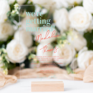 Classic Summer Pastel Whimsical Script Wedding Acrylic Invitations