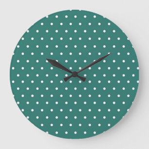 Classic Summer Teal and White Polkadot Large Clock