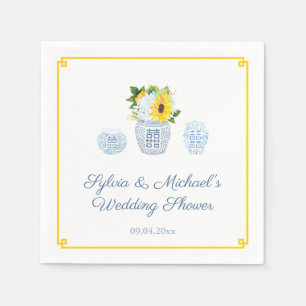 Classic Sunflowers Blue & White Vase Bridal Shower Napkin