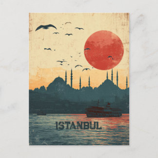 Classic Sunset View Istanbul Turkiye Travel Postcard