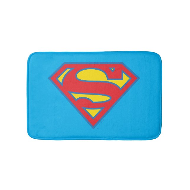 Classic Supergirl Logo with Blue Outline Bath Mat (Front)