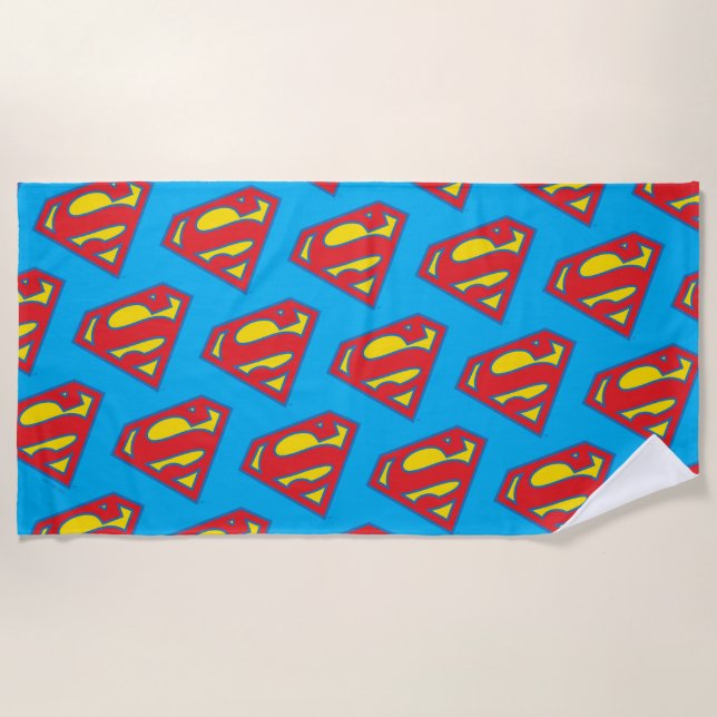 Classic Supergirl Logo with Blue Outline Beach Towel (Front)