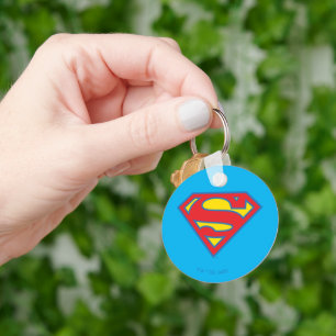 Classic Supergirl Logo with Blue Outline Key Ring