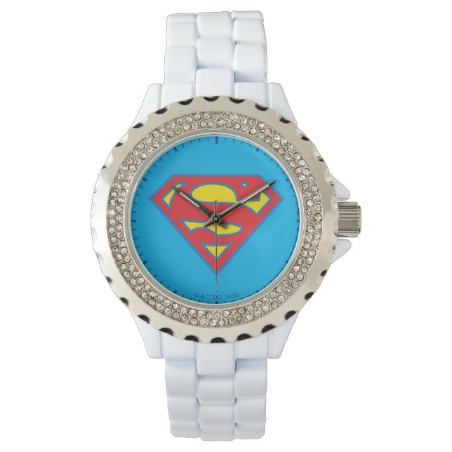 Classic Supergirl Logo with Blue Outline Watch (Front)