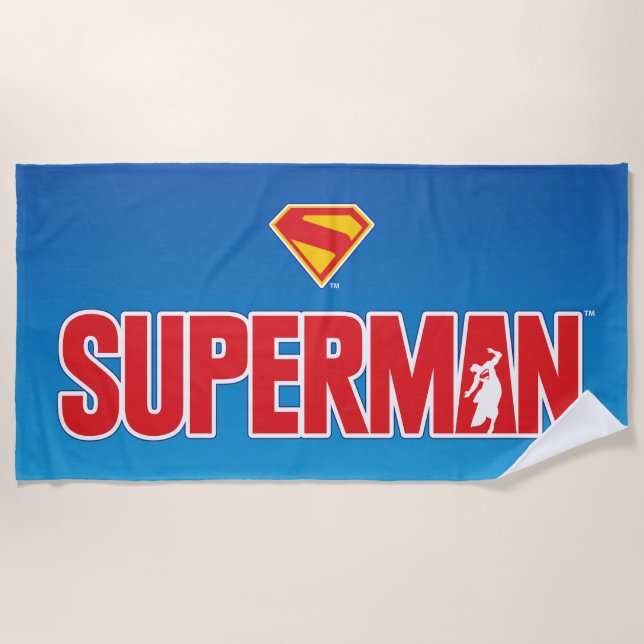 Classic Superman Bold Logo Beach Towel (Front)