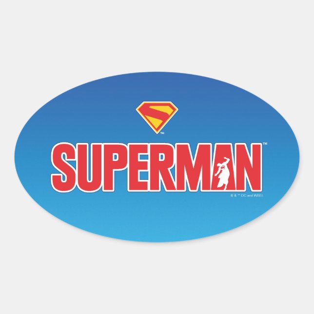 Classic Superman Bold Logo Oval Sticker (Front)