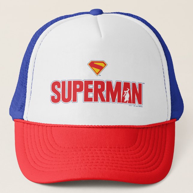 Classic Superman Bold Logo Trucker Hat (Front)