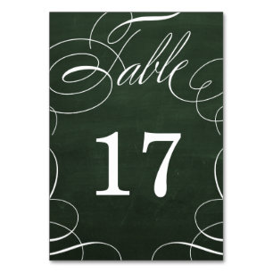 Classic Swash Chalkboard Wedding Table Number Card
