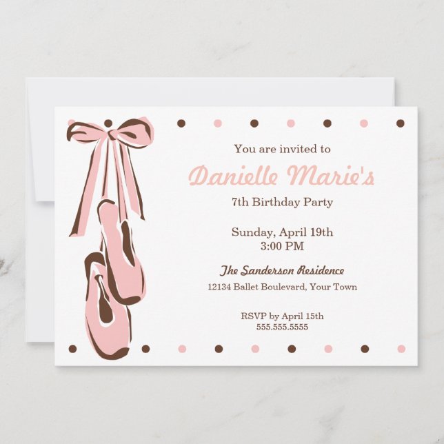 Classic Sweet Pink Ballet Shoe Invitation (Front)