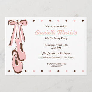 Classic Sweet Pink Ballet Shoe Invitation