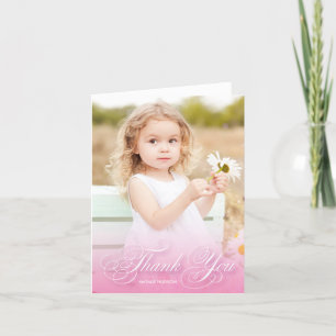 Classic Swirly Script Pink With Photo   Thank You