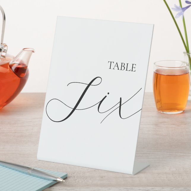 Classic Table Number Six  Pedestal Sign (In SItu)