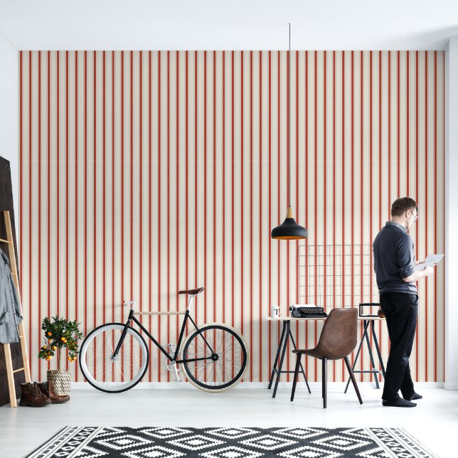 Classic Tailored Pinstripe Vertical Line Pattern Wallpaper (Living Room)