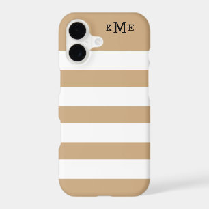 Classic Tan White Striped Monogram