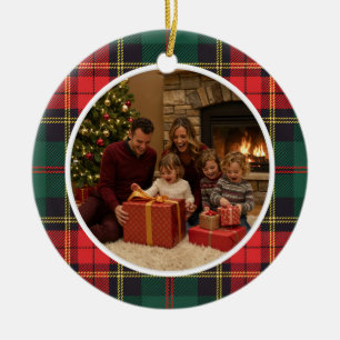 Classic Tartan Christmas Family Ceramic Ornament