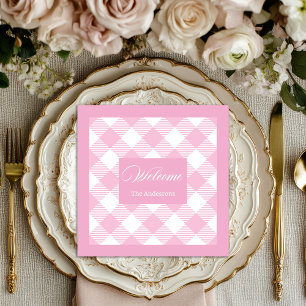 Classic Tartan Napkins Personalised Pink Style