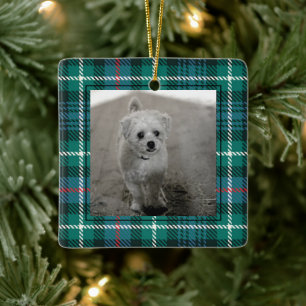 Classic Tartan Plaid Christmas Photo Preppy Ceramic Ornament