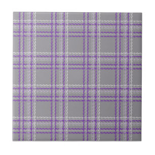 Classic tartan plaid. Gray, lilac Ceramic Tile
