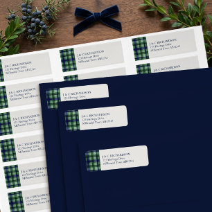 Classic Tartan Plaid Green Navy Return Address Label