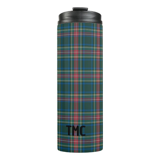 Classic Tartan Plaid INITIALS Festive Holiday Chic Thermal Tumbler (Front)
