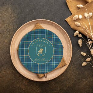 Classic Tartan Plaid Polo Equestrian Baby Shower Paper Plate