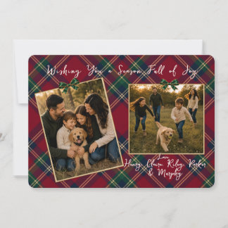 Classic Tartan Plaid Two Photo Holiday Card