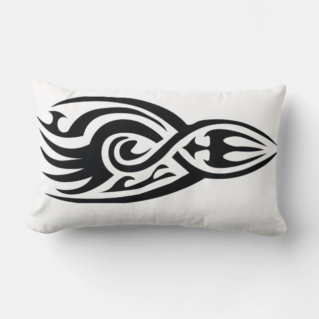Classic Tattoo Inspired Line Art Design Lumbar Cushion (Front)