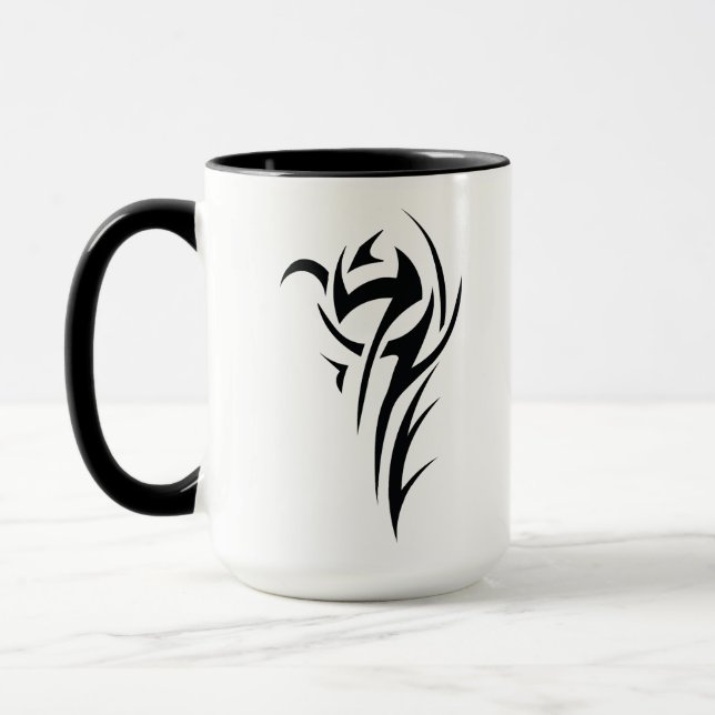Classic Tattoo Inspired Line Art Design Mug (Left)