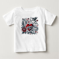 Classic Tattoo Love: Heart & Cupid T-Shirt Design
