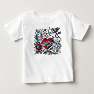 Classic Tattoo Love: Heart & Cupid T-Shirt Design