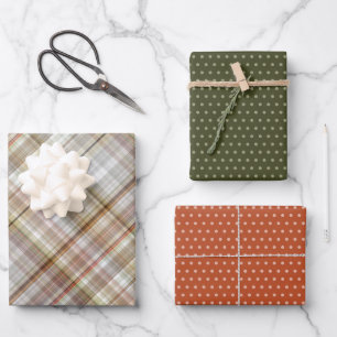 Classic Taupe Beige Brown Grey White Gingham Wrapping Paper Sheet