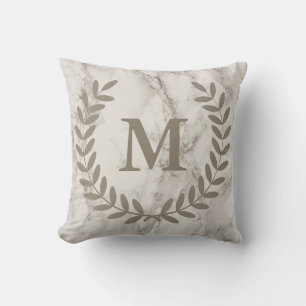 Classic Taupe Laurels White Marble Cushion
