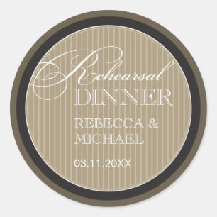 Classic Taupe Pinstripe Rehearsal Dinner Sticker
