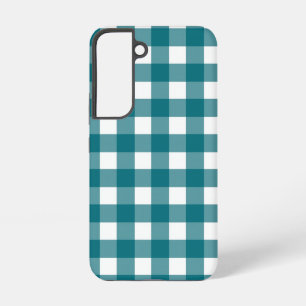 Classic Teal and White Gingham Chequered Samsung Galaxy Case