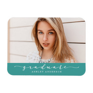 Classic Teal Graduation Photo Magnet