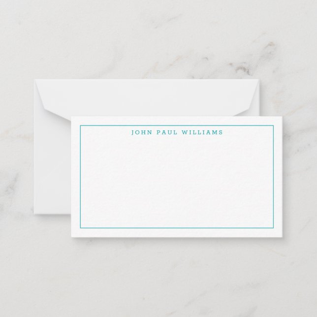 Classic Teal Green Professional Formal Thin Border Card (Front)