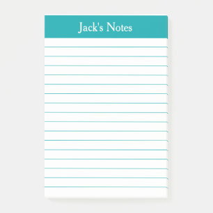 Classic Teal Lined Personalised Post-it Notes