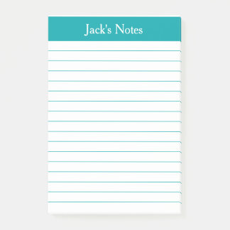 Classic Teal Lined Personalised Post-it Notes