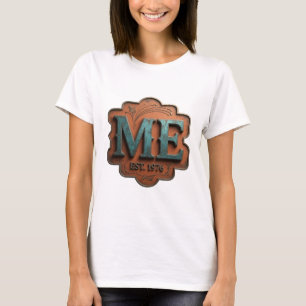 Classic Teal ME EST 1976 Artistic Motif T-Shirt