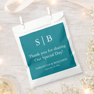 Classic Teal Monogram Wedding Favour Bag